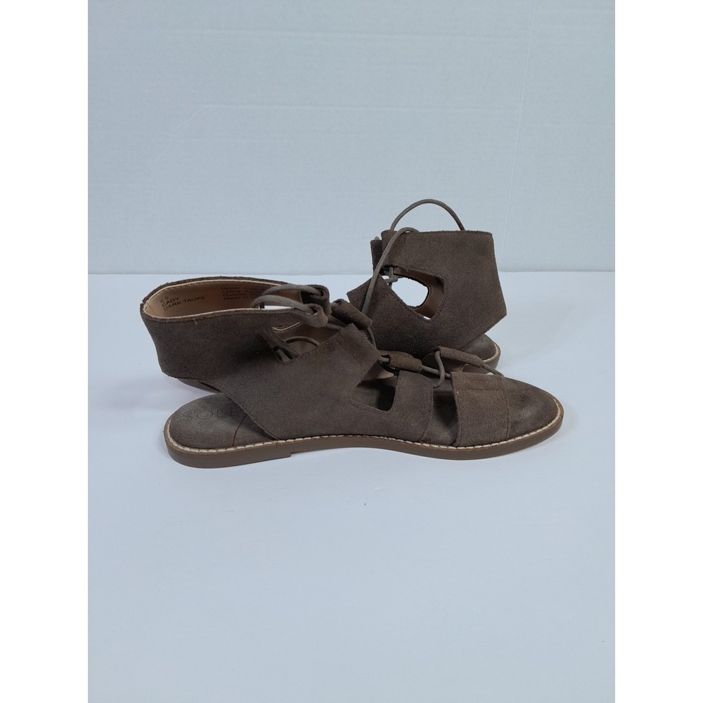 Sole Society Womens Cady Gladiator Sandals Taupe Suede Flat Heel Lace Up Sz 6.5 - Picture 11 of 12